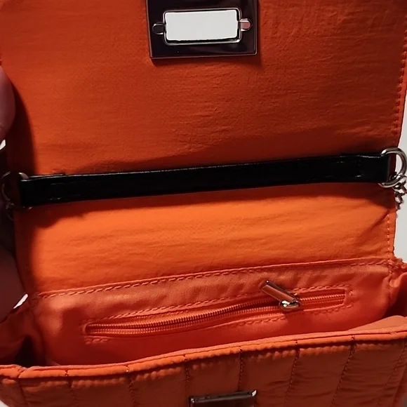 Orange Quilted Chain Crossbody Bag - Picture 4 of 14